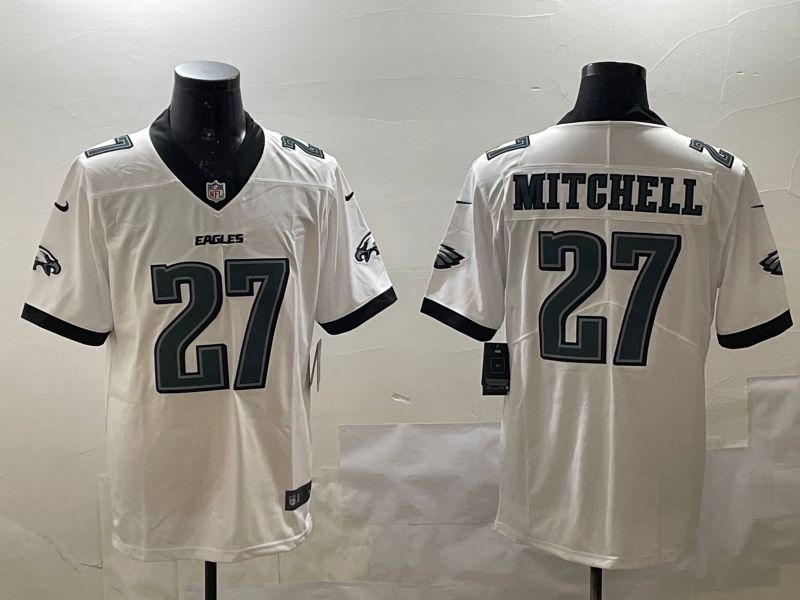 Men Philadelphia Eagles 27 Mitchell White Second generations 2025 Nike Vapor Limited NFL Jersey style 1